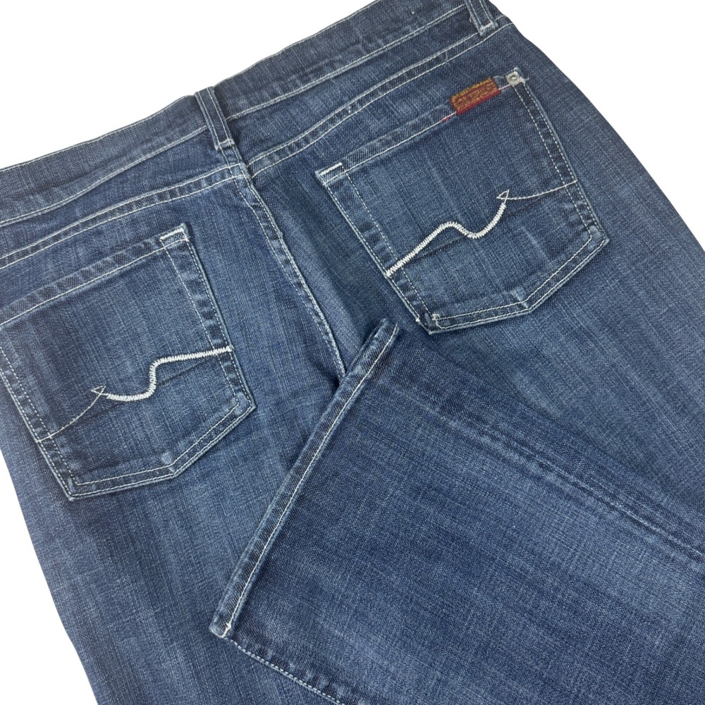 7 For All Mankind Low Rise Bootcut Jeans Women 28 Dark Wash Stretch Denim 29x34